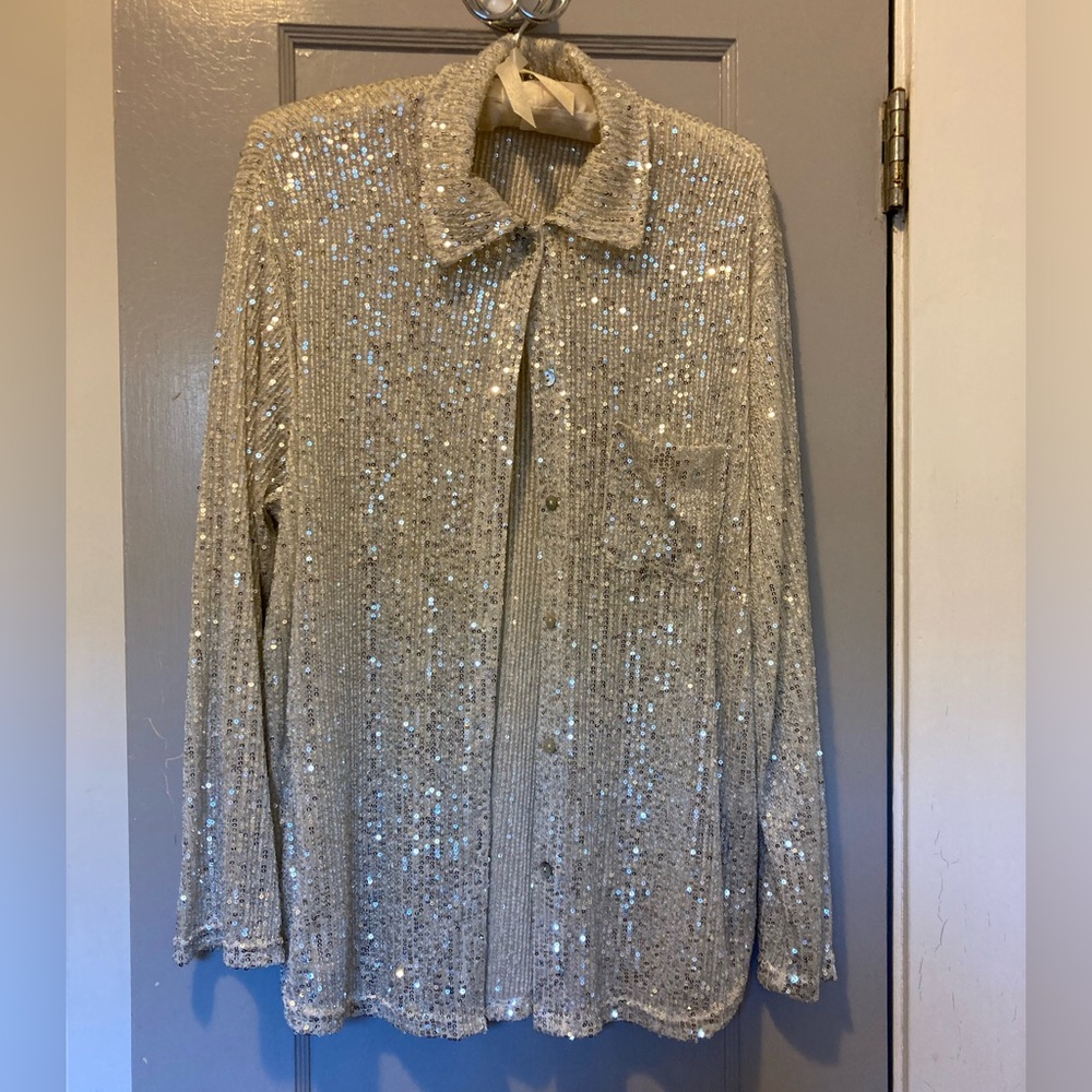 NWOT ✨Glittery✨Sequined Shirt from the Porter Collective (size XS fits like S)